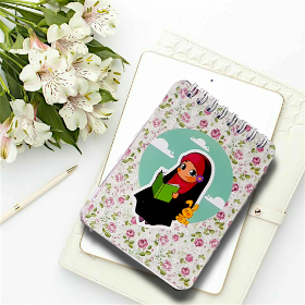 تصویر  دفترچه یادداشت خط دار طرح  حجاب گل ریز