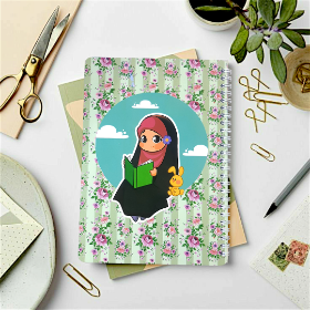 دفتر خط دار سیمی طرح حجاب گل ریز راه راه