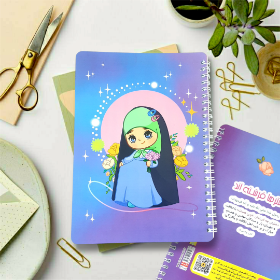 دفتر خط دار سیمی طرح دختر ها فرشته اند - بنفش