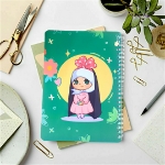 دفتر خط دار سیمی طرح دختر ها فرشته اند - سبز تیره