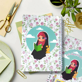 دفتر خط دار سیمی طرح حجاب گل درشت