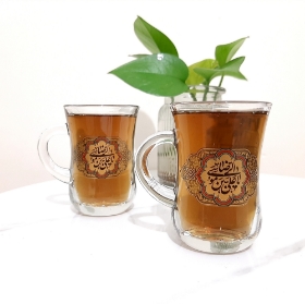 استکان کمر باریک دسته دار طرح یا علی بن موسی الرضا - دهه کرامت