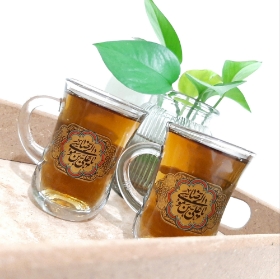 استکان کمر باریک دسته دار طرح یا علی بن موسی الرضا - دهه کرامت