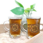 استکان کمر باریک دسته دار طرح یا علی بن موسی الرضا - دهه کرامت