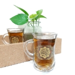 استکان کمر باریک دسته دار طرح یا جعفر بن محمد الصادق