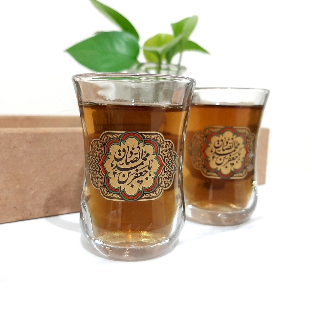 استکان کمر باریک طرح  یا جعفر بن محمد الصادق