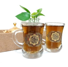 استکان کمر باریک دسته دار طرح یا فاطمه المعصومه  - دهه کرامت