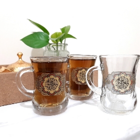 استکان کمر باریک دسته دار طرح یا فاطمه المعصومه  - دهه کرامت