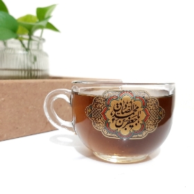 فنجان بلور طرح یا جعفر بن محمد الصادق