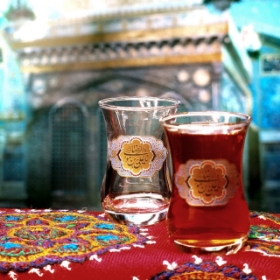 استکان کمر باریک طرح یا علی ابن موس الرضا - دهه کرامت