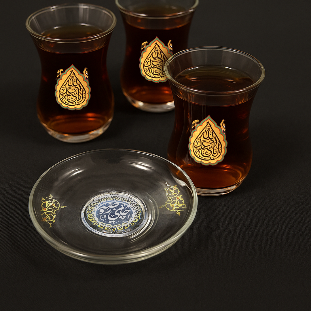خرید نعلبکی بلور طرح چای روضه مدل 4568 در بسته 6 تایی | فروشگاه فرهنگی دیدار