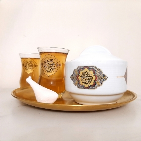 قندان چینی طرح یا علی بن موسی الرضا - دهه کرامت- قندان ولادت امام رضا- امام هشتم