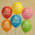 بادکنک رنگی طرح happy birthday