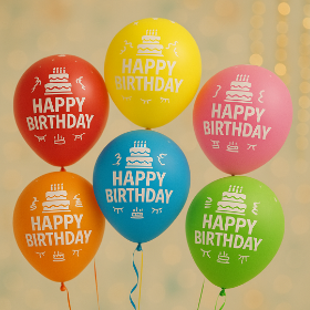 بادکنک رنگی طرح happy birthday