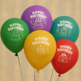 بادکنک رنگی طرح happy birthday