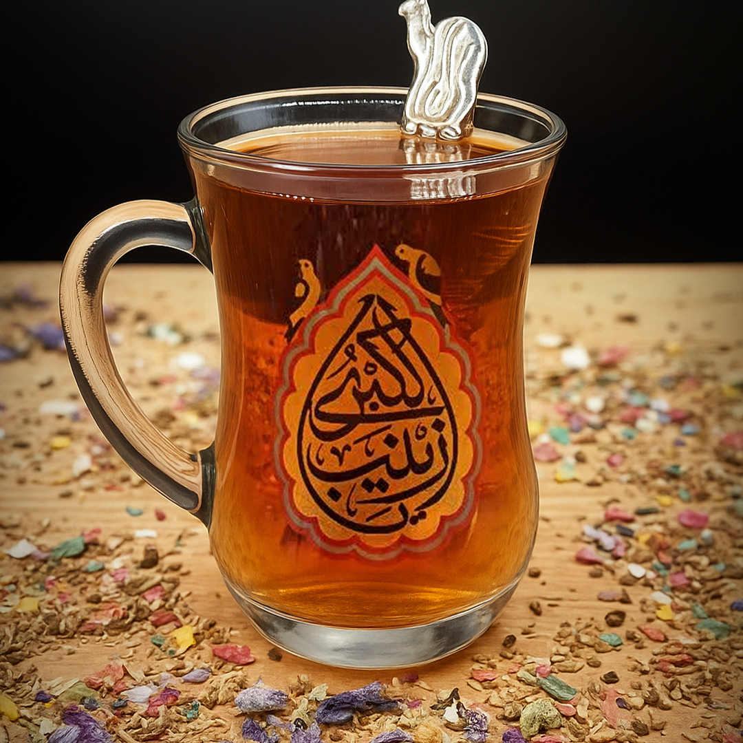 استکان کمر باریک دسته دار طرح یا زینب الکبری - بسته 6 عددی