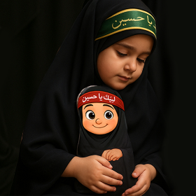 عروسک زائر کوچولو طرح لبیک یا حسین - عروسک مذهبی - عروسک اربعین - عروسک محرم - عروسک حضرت رقیه