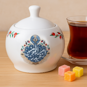 خرید قندان چینی مذهبی طرح امیرالمومنین حیدر | فروشگاه فرهنگی دیدار