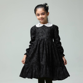 تصویر  پیراهن مشکی آستین کوتاه دخترانه