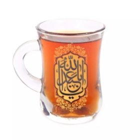 استکان کمر باریک دسته دار طرح یا اباعبدالله - بسته 6 عددی