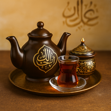 تصویر برای دسته  قوری و استکان و قندان هیئتی