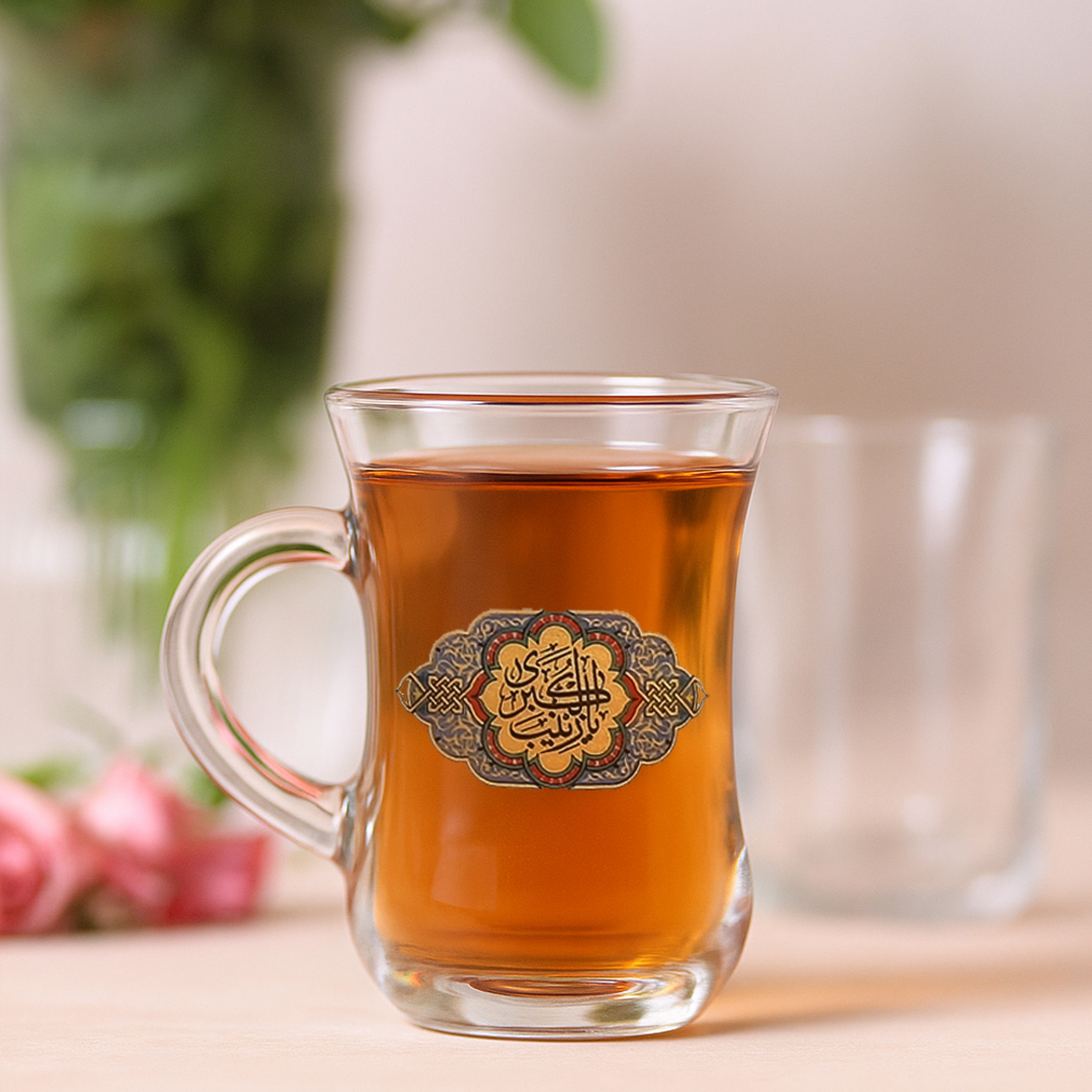 استکان کمر باریک دسته دار طرح یا زینب الکبری