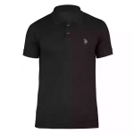 تیشرت مشکی یقه دار آستین کوتاه - سایز  دو ایکس لارج XXL