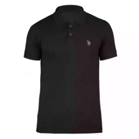 تیشرت مشکی یقه دار آستین کوتاه - سایز  دو ایکس لارج XXL