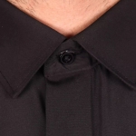 پیراهن مشکی مردانه آستین بلند دکمه مخفی - سایز  دو ایکس لارج XXL