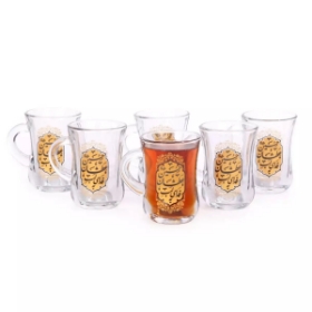 استکان کمر باریک دسته دار طرح به فدای لب عطشان حسین