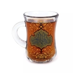 استکان کمر باریک دسته دار طرح یا فاطمه الزهرا سلام الله علیها