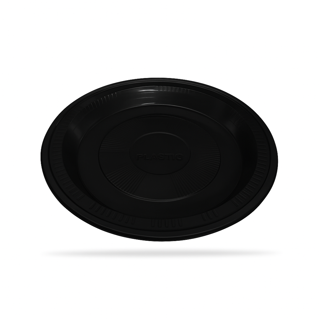 تصاویر بشقاب یکبار مصرف  مشکی 21 سانتی بسته 25 عددی