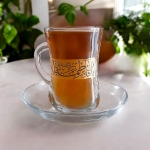 استکان کمر باریک دسته دار طرح یا فاطمه الزهرا