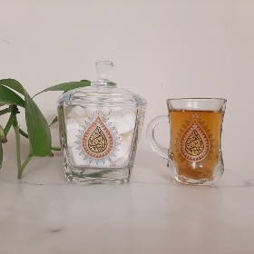 استکان کمر باریک دسته دار طرح  ام البنین - بسته 6 عددی