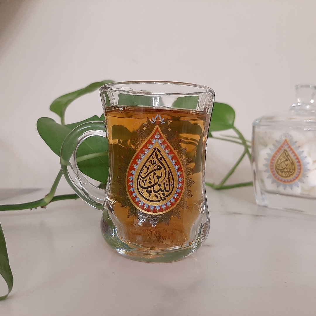 استکان کمر باریک دسته دار طرح  ام البنین - بسته 6 عددی