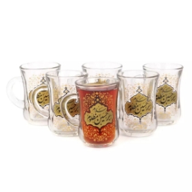 استکان کمر باریک دسته دار طرح سلام بر حسین مظلوم