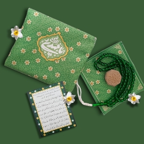 خرید جانماز دو تیکه کیفی طرح یا مهدی ادرکنی-6597