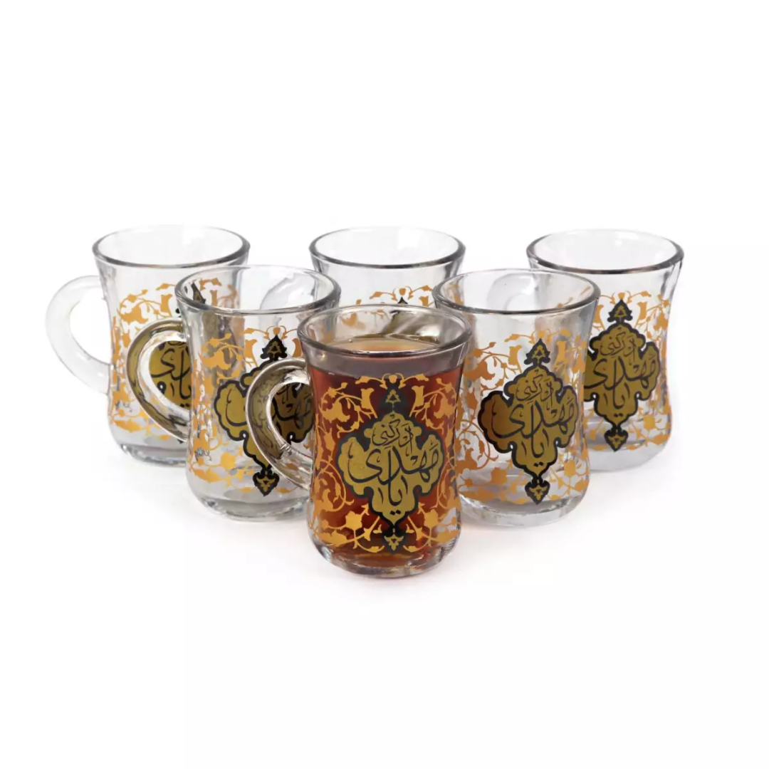 خرید استکان کمر باریک دسته دار طرح یا مهدی ادرکنی - بسته 6 عددی - فروشگاه دیدار - کد 307