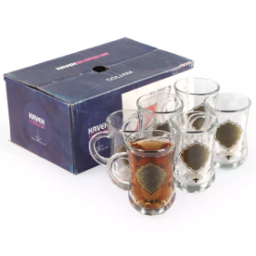 عکس استکان مذهبی کمر باریک دسته دار طرح یا مهدی ادرکنی - بسته 6 عددی - کد 306 - فروشگاه دیدار