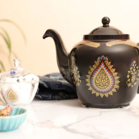 خرید قوری چینی مشکی طرح یا اباعبدالله - یا ابالفضل - 3 لیتر- 6641 - فروشگاه دیدار