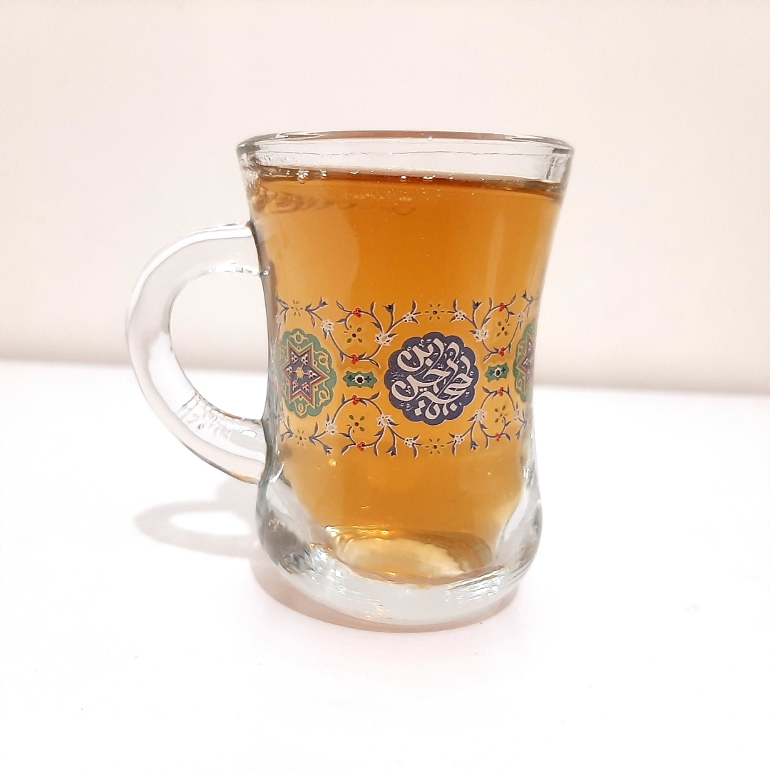 خرید استکان کمر باریک دسته دار طرح حجة بن الحسن - آبی - بسته 6 عددی- 6668