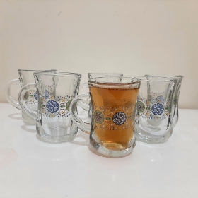 خرید استکان کمر باریک دسته دار طرح حجة بن الحسن - آبی - بسته 6 عددی- 6668