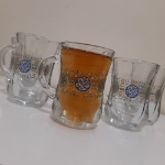 خرید استکان کمر باریک دسته دار طرح حجة بن الحسن - آبی - بسته 6 عددی- 6668