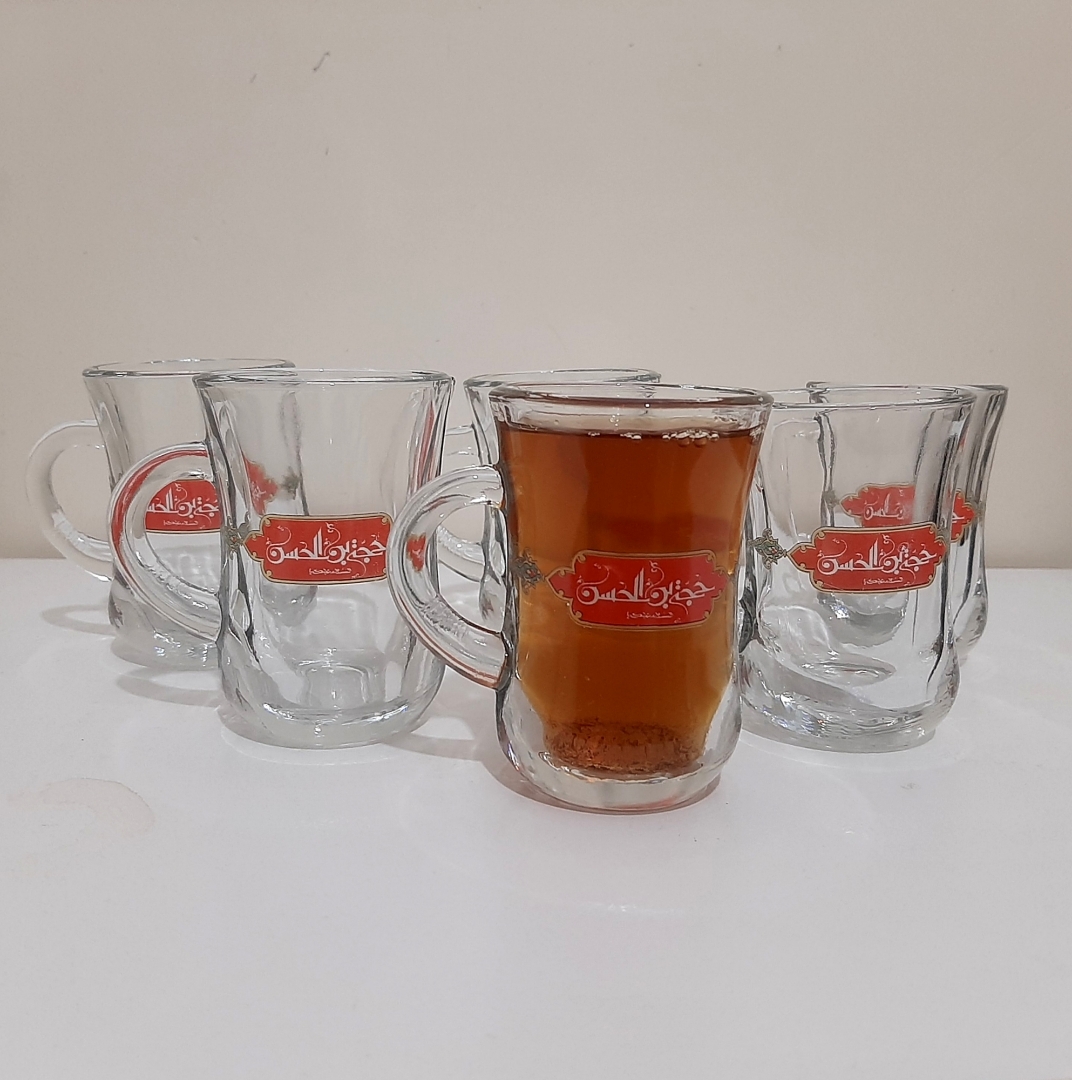 خرید استکان کمر باریک دسته دار طرح حجة بن الحسن - قرمز- بسته 6 عددی-6669