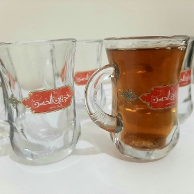 خرید استکان کمر باریک دسته دار طرح حجة بن الحسن - قرمز- بسته 6 عددی-6669