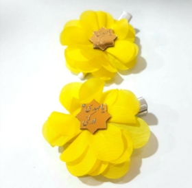 خرید گل سر پلاک دار زرد- یا مهدی- کد 6691- فروشگاه دیدار