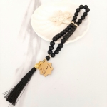 خرید تسبیح 33 دانه پلاک دار امام عصر - مشکی- کد 6689- فروشگاه دیدار