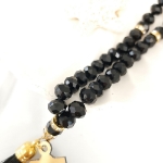 خرید تسبیح 33 دانه پلاک دار کریستالی امام عصر - مشکی- کد 6688- فروشگاه دیدار