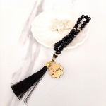 خرید تسبیح 33 دانه پلاک دار کریستالی امام عصر - مشکی- کد 6688- فروشگاه دیدار