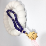 خرید تسبیح 33 دانه پلاک دار امام عصر - بنفش تیره- کد 6697- فروشگاه دیدار